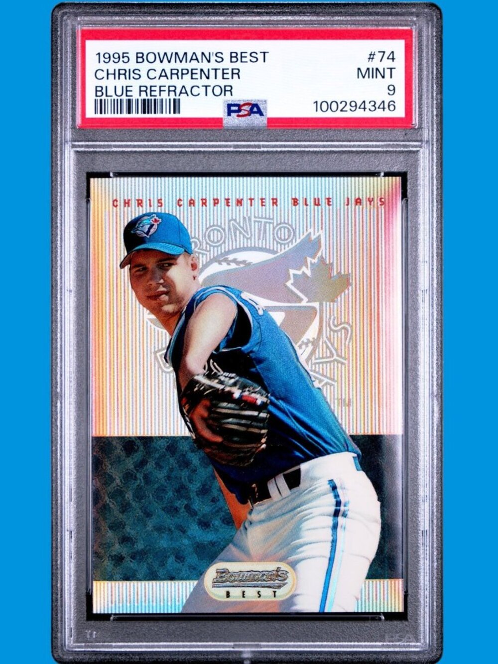 1995 Bowman's Best Refractor CHRIS CARPENTER #74 PSA 9 Mint Rookie